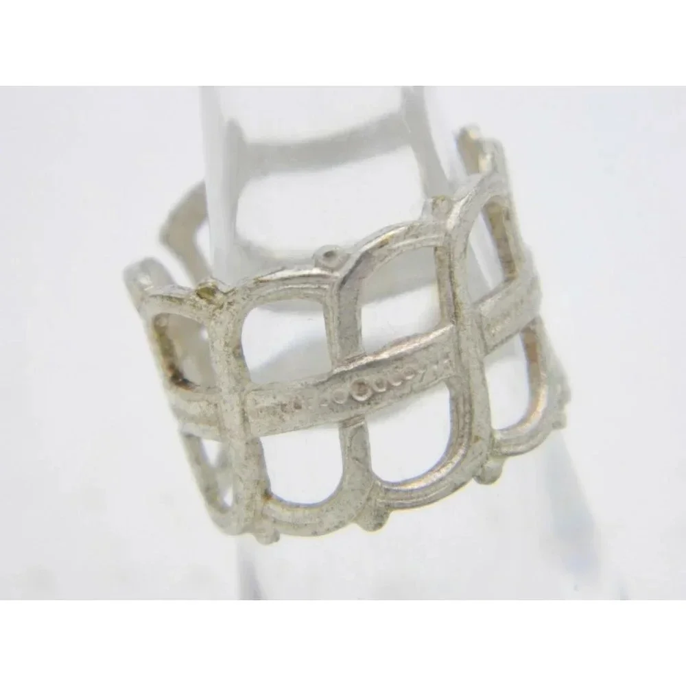 VTG Silver Tone Openwork Filigree Ring Size 6.25